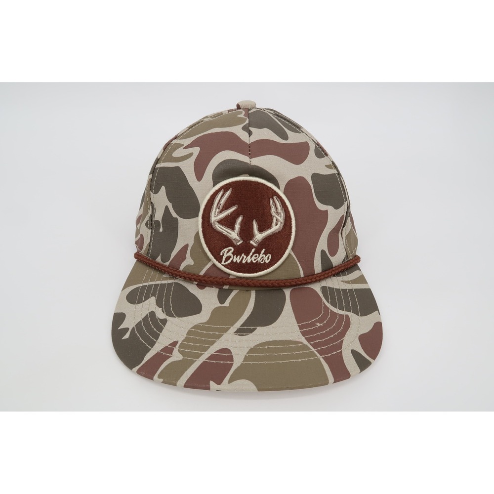 Burlebo Snapback Hat Mens Brown Duck Camo Antler Ripstop Rope Hat Adjustable